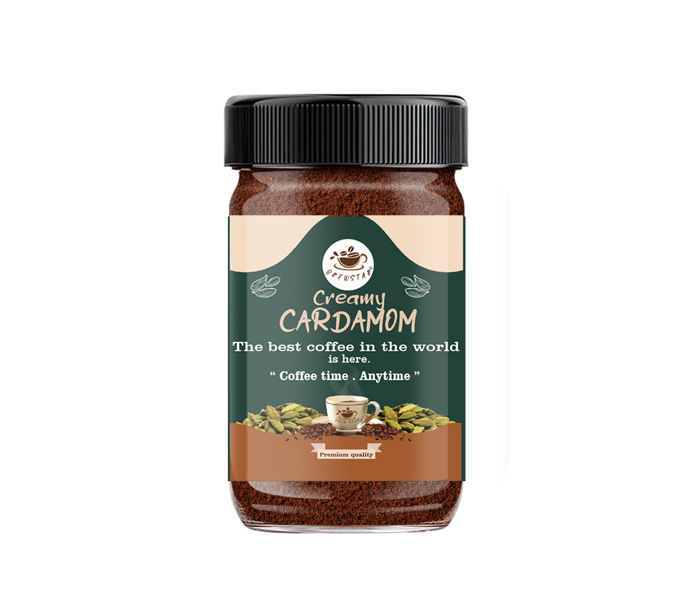 Brewstar Creamy Cardamom Coffee | Roast & Ground Coffee | Instant Coffee | Premium Coffee | Cardamom Flavour | Great Aroma | Authentic Taste | Different Flavours | Easy to Use