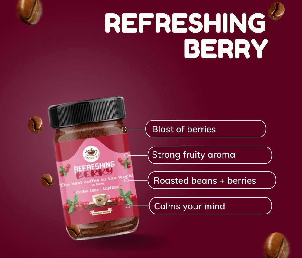 Brewstar Refreshing Berry Coffee | Roast & Ground Coffee | Instant Coffee | Premium Coffee | Berry Flavour | Great Aroma | Authentic Taste | Different Flavours | Easy to Use