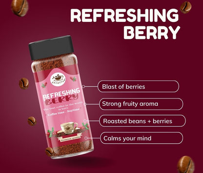 Brewstar Refreshing Berry Coffee | Roast & Ground Coffee | Instant Coffee | Premium Coffee | Berry Flavour | Great Aroma | Authentic Taste | Different Flavours | Easy to Use