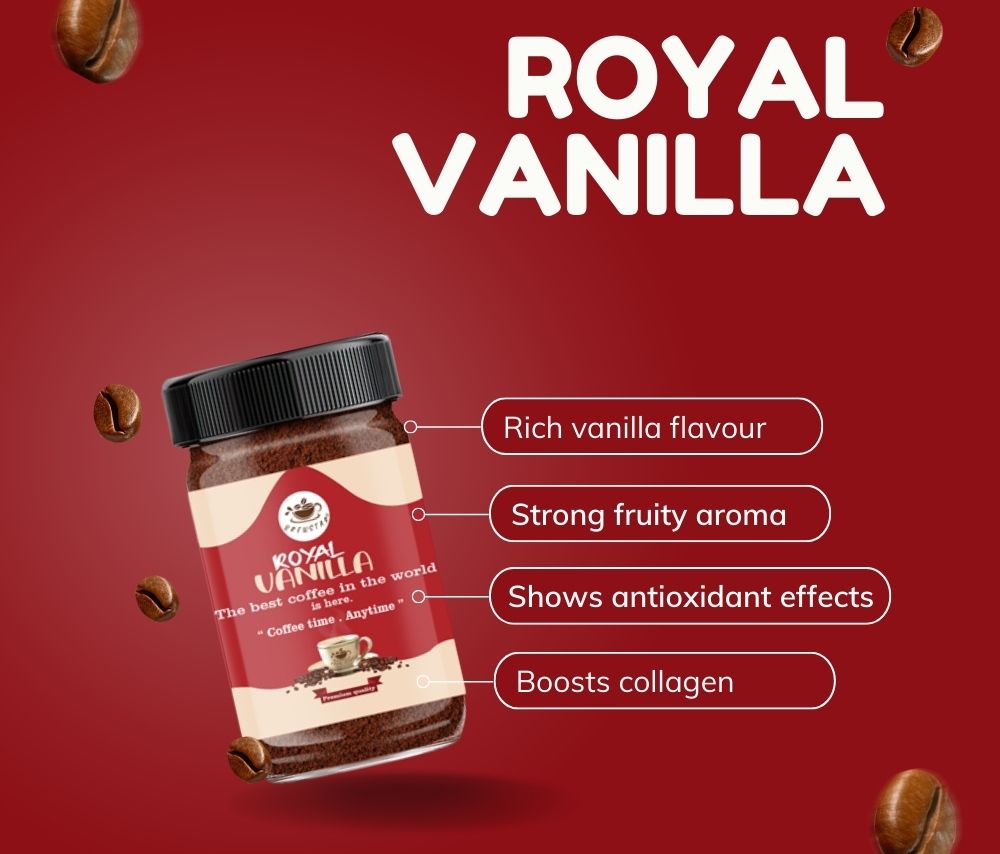 Brewstar Royal Vanilla Coffee | Roast & Ground Coffee | Instant Coffee | Premium Coffee | Vanilla Flavour | Great Aroma | Authentic Taste | Different Flavours | Easy to Use