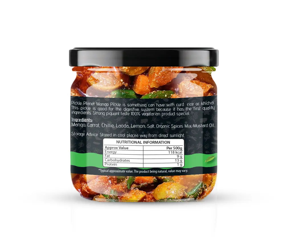 Pickle Planet Mix Pickle | Homemade Pickle | Authentic, Tangy & Delicious Taste | No Artificial Color and Flavors | Gluten Free | Mix Achar