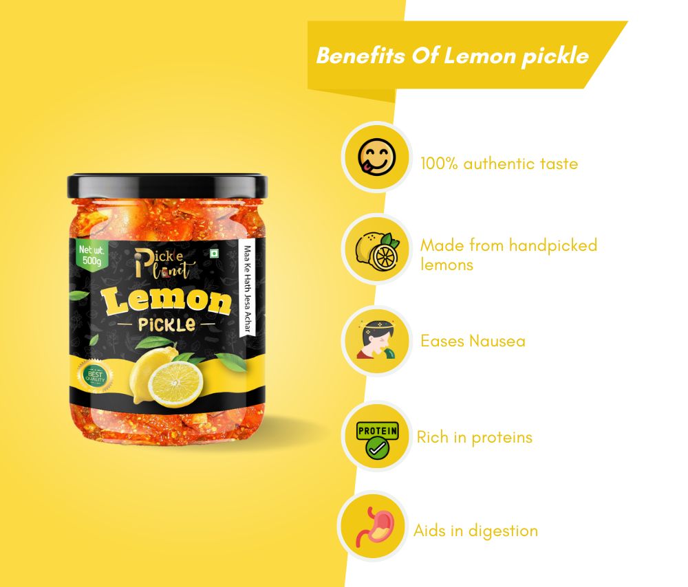 Pickle Planet Lemon Pickle | Homemade Pickle | Authentic, Tangy & Delicious Taste | No Artificial Color and Flavors | Gluten Free | Nimbo ka achar