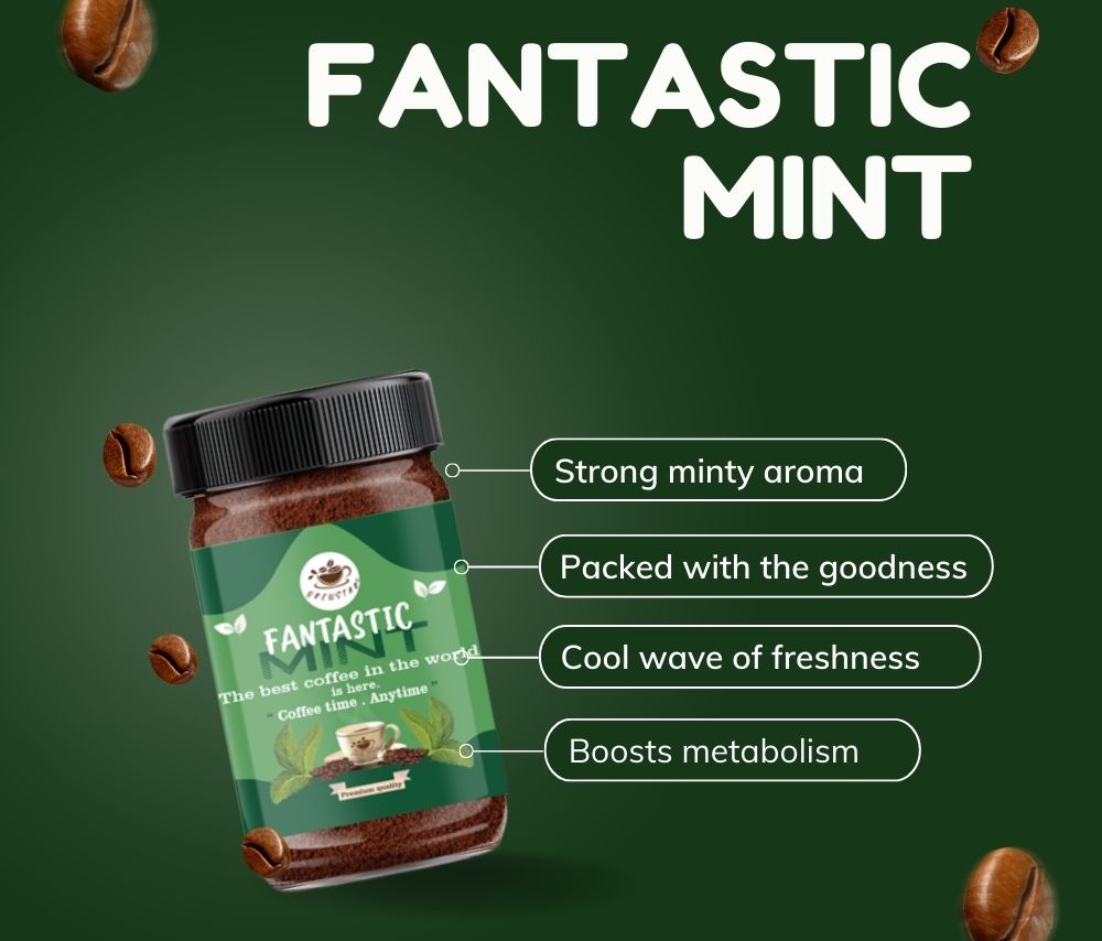 Brewstar Fantastic Mint Coffee | Roast & Ground Coffee | Instant Coffee | Premium Coffee | Mint Flavour | Great Aroma | Authentic Taste | Different Flavours | Easy to Use