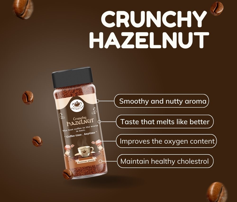 Brewstar Crunchy Hazelnut | Roast & Ground Coffee | Roast & Ground Coffee | Instant Coffee | Premium Coffee | Hazelnut Flavour | Great Aroma | Authentic Taste | Different Flavours | Easy to Use