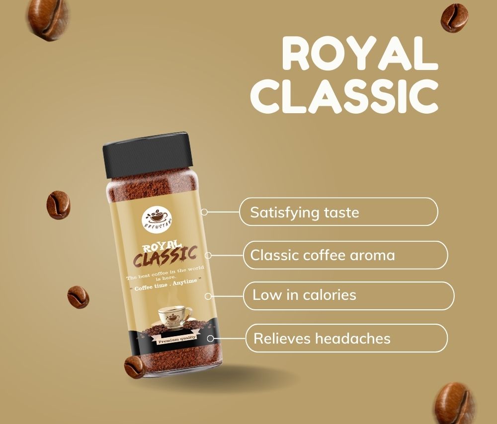 Brewstar Royal Classic Coffee | Roast & Ground Coffee | Instant Coffee | Premium Coffee | Classic Coffee | Great Aroma | Authentic Taste | Different Flavours | Easy to Use