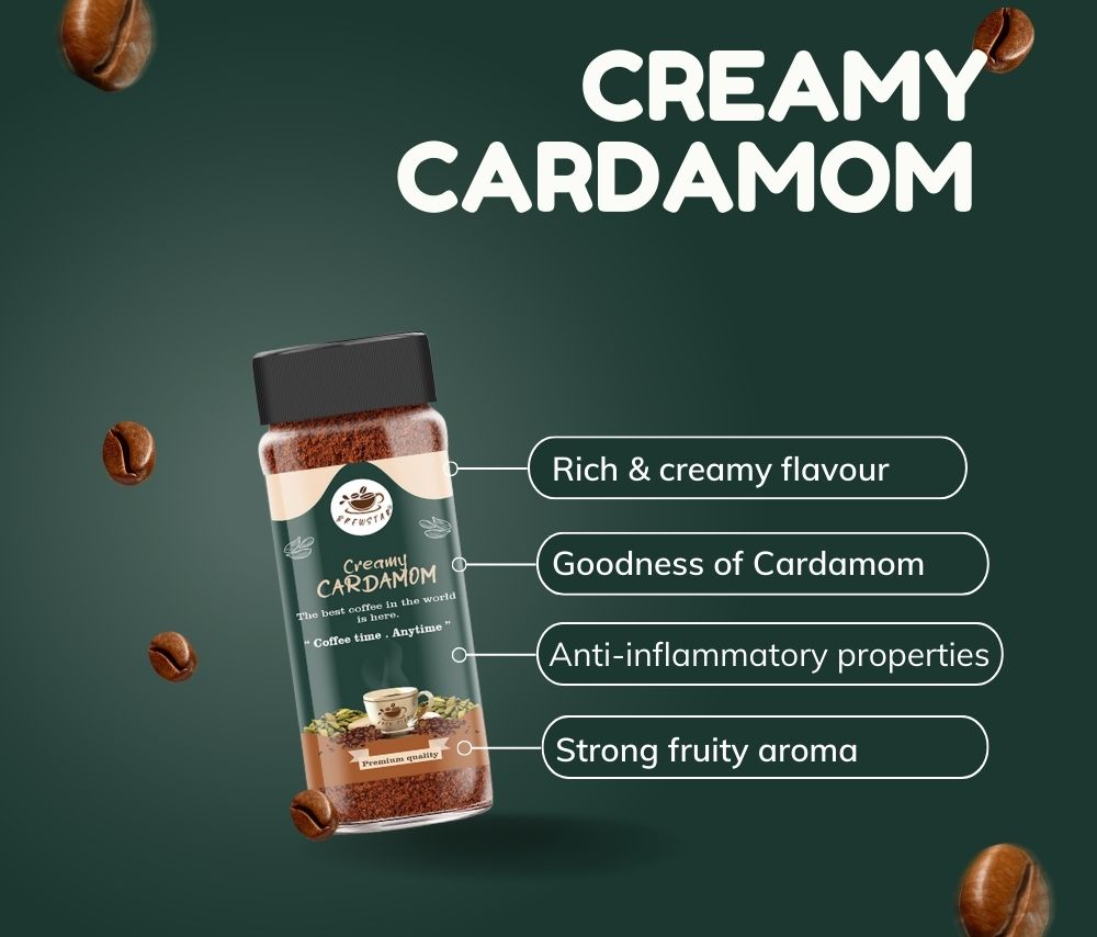 Brewstar Creamy Cardamom Coffee | Roast & Ground Coffee | Instant Coffee | Premium Coffee | Cardamom Flavour | Great Aroma | Authentic Taste | Different Flavours | Easy to Use