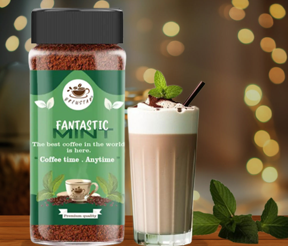 Brewstar Fantastic Mint Coffee | Roast & Ground Coffee | Instant Coffee | Premium Coffee | Mint Flavour | Great Aroma | Authentic Taste | Different Flavours | Easy to Use