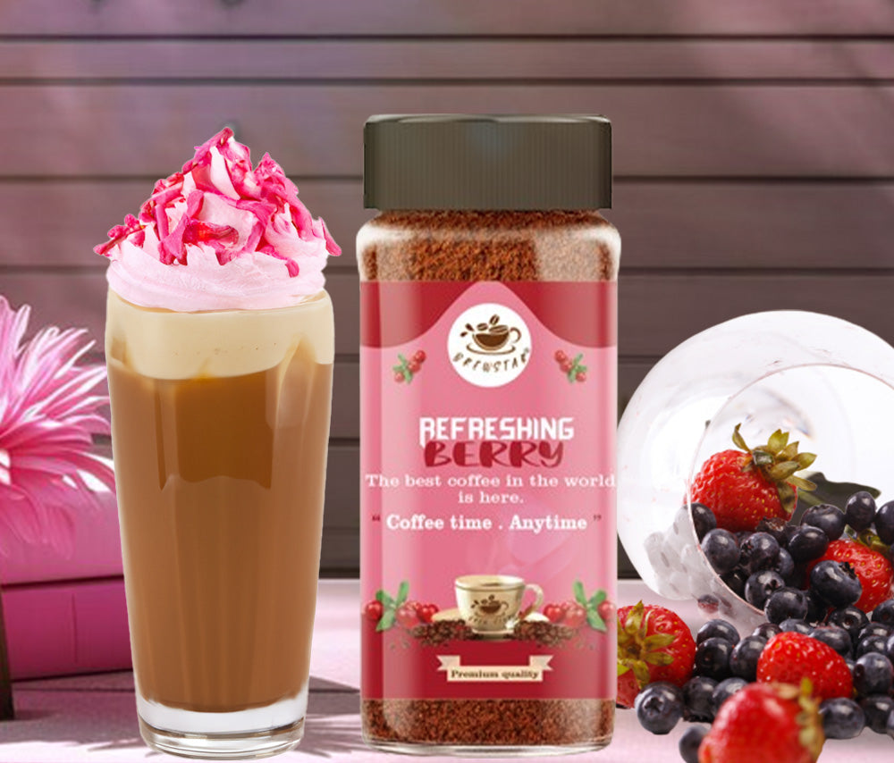 Brewstar Refreshing Berry Coffee | Roast & Ground Coffee | Instant Coffee | Premium Coffee | Berry Flavour | Great Aroma | Authentic Taste | Different Flavours | Easy to Use