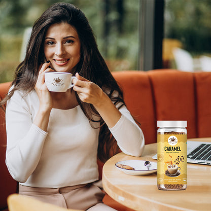 Brewstar  Caramel Coffee | Roast & Ground Coffee | Instant Coffee | Premium Coffee | Caramel Flavour | Great Aroma | Authentic Taste | Different Flavours | Easy to Use