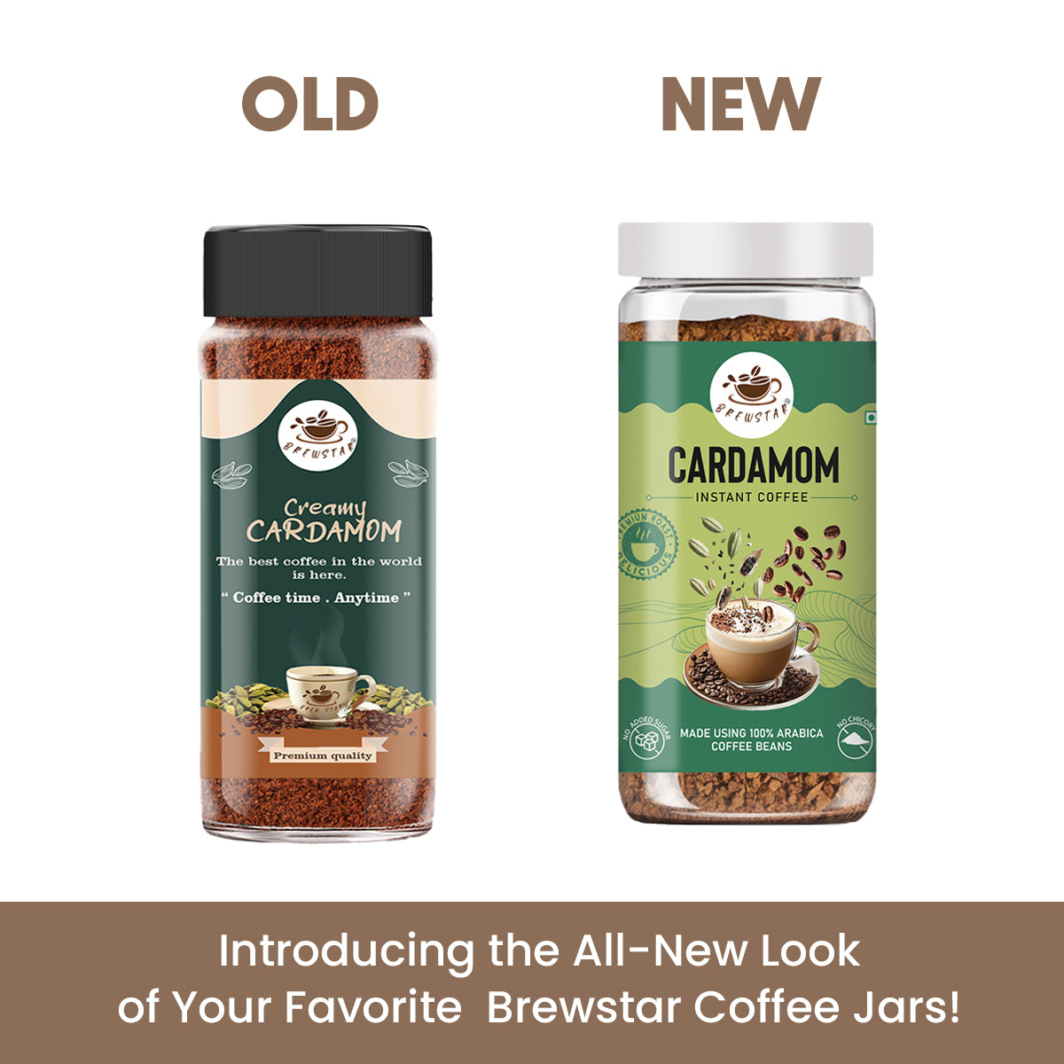 Brewstar Cardamom Coffee | Roast & Ground Coffee | Instant Coffee | Premium Coffee | Cardamom Flavour | Great Aroma | Authentic Taste | Different Flavours | Easy to Use