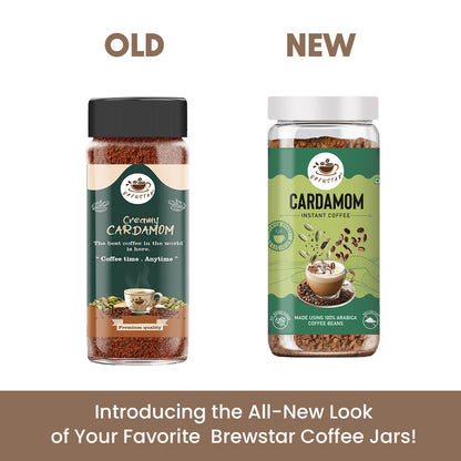 Brewstar Cardamom Coffee | Roast & Ground Coffee | Instant Coffee | Premium Coffee | Cardamom Flavour | Great Aroma | Authentic Taste | Different Flavours | Easy to Use