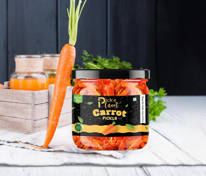 Pickle Planet Carrot Pickle | Homemade Pickle | Authentic, Tangy & Delicious Taste | No Artificial Color and Flavors | Gluten Free | Gajar ka achar