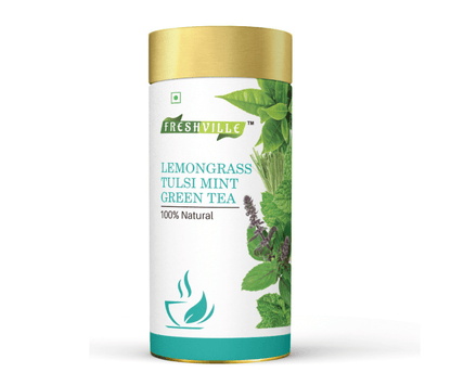 Freshville Lemongrass Tulsi Mint Green Tea | Enhances Immunity, Mental Health, Eye Sight