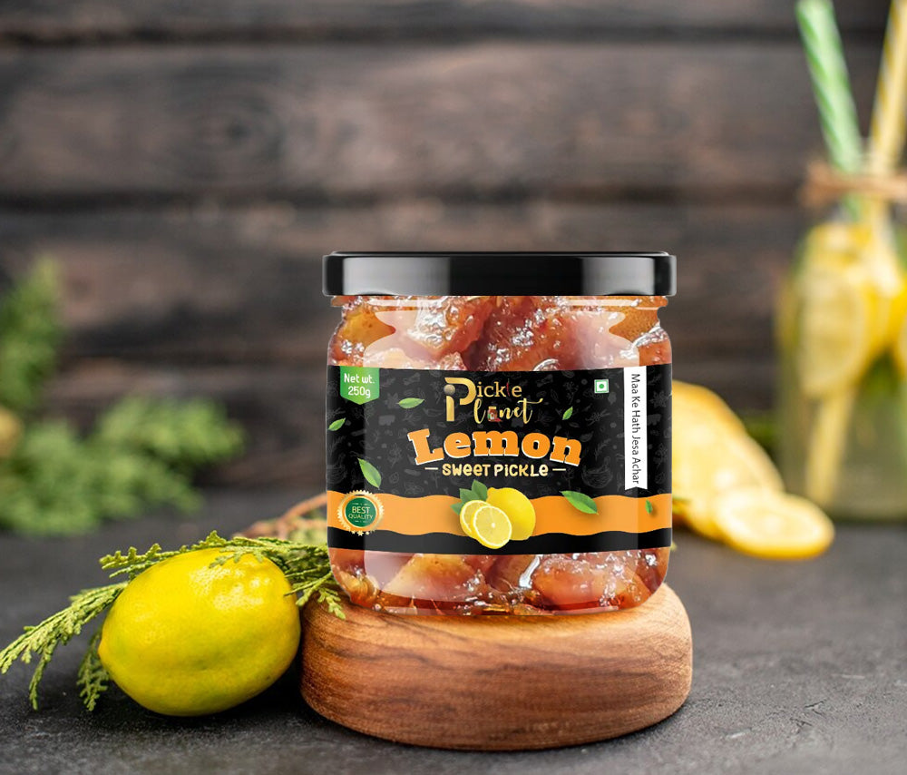 Pickle Planet Lemon - Sweet Pickle | Homemade Pickle | Authentic, Tangy & Delicious Taste | No Artificial Color and Flavors | Gluten Free | Mithe Nimbo ka achar