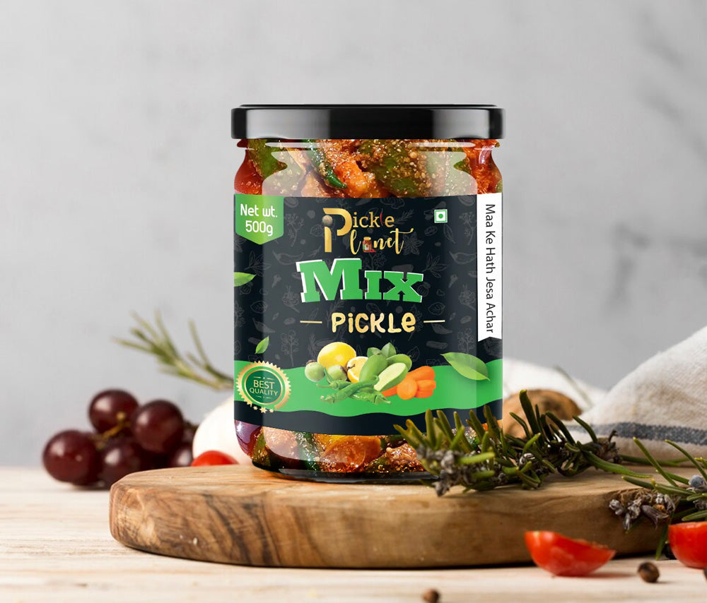 Pickle Planet Mix Pickle | Homemade Pickle | Authentic, Tangy & Delicious Taste | No Artificial Color and Flavors | Gluten Free | Mix Achar