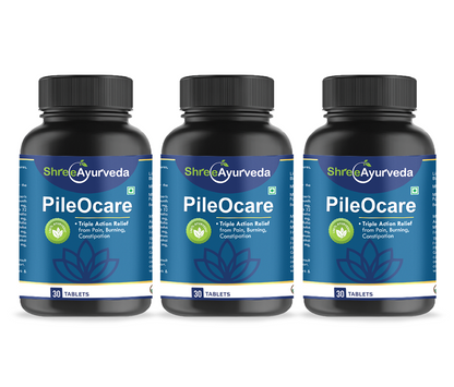 PileOCare - Ayurvedic Piles Pain Relief Tablet Bleeding & Hemorrhoids Care Pack Of 3