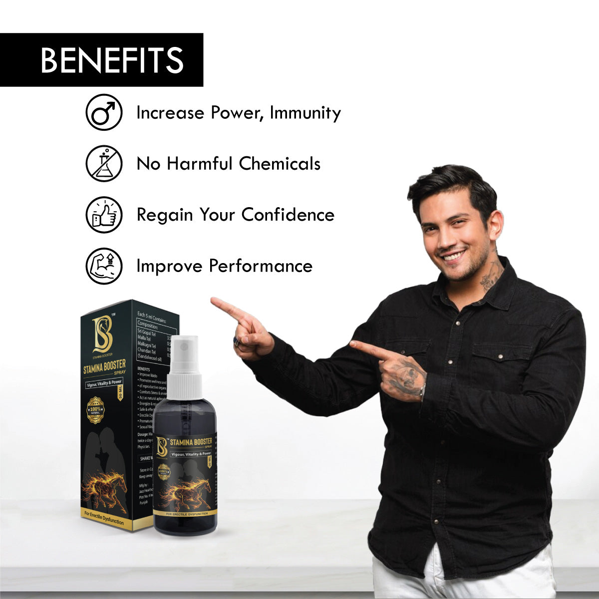 Shree Ayurveda Big And Bold Xtra Josh Capsules,Spray & Massage Oil | Boost Stamina, Strength & Performance