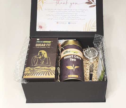 SugerFit And Heartcare Tea Combo Gift Box (Spoon, Stainer)