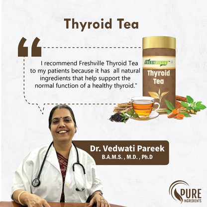 Freshville Thyroid Tea | Helps With Thyroid Support (Tsh T3 T4) | Ashwagandha, Turmeric, Liquorice, Nittle, Cinnamon, Ginger, Chamomile, Flax Seed