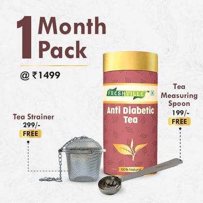 Freshville Anti Diabetic Tea | Control Blood Sugar level with herbs Turmeric, Tamarind, Karela, Tulsi, Cinnamon, Gurmar