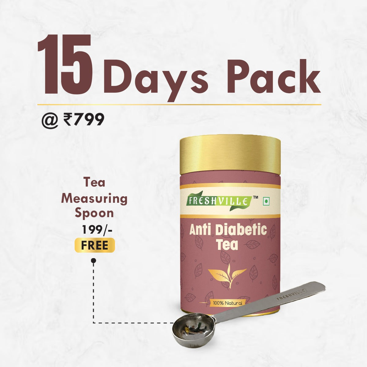 Freshville Anti Diabetic Tea | Control Blood Sugar level with herbs Turmeric, Tamarind, Karela, Tulsi, Cinnamon, Gurmar