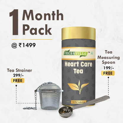 Freshville Heart Care Tea | Controls Blood Pressure with herbs Tulsi, Cardamom, Cinnamon, and Hibiscus