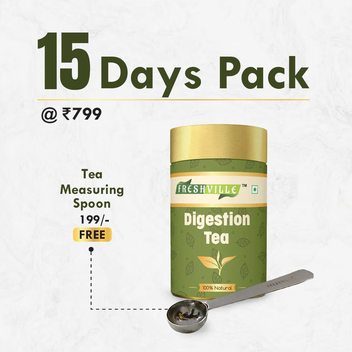 Freshville Digestion Tea | Improves Digestion, Bloating, Gas and Acidity relief with Herbs Ginger, Fennel, Ajwain, Mint, Senna leaves, Rose petals, Bay leaves, Green tea