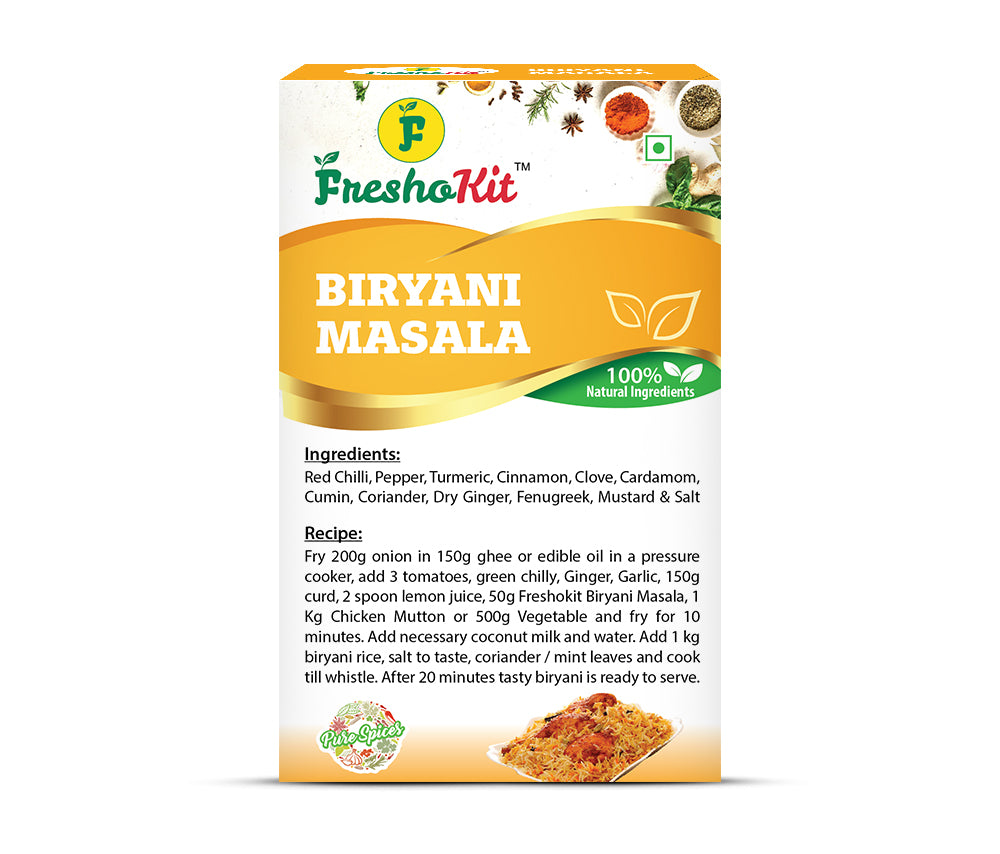 Freshokit Biryani Masala | Rich in Flavour | No Artificial Additives | Blend of Traditional Herbs and Spices