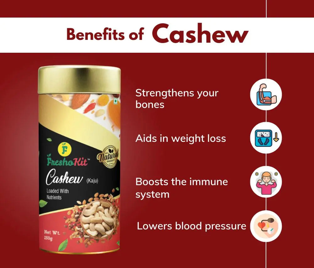 Freshokit Cashew-Kaju | Premium Cashew | Nutritious, Delicious, & Crunchy Kaju | Rich in Protein, Magnesium, potassium, & Phosphorus | Gluten Free