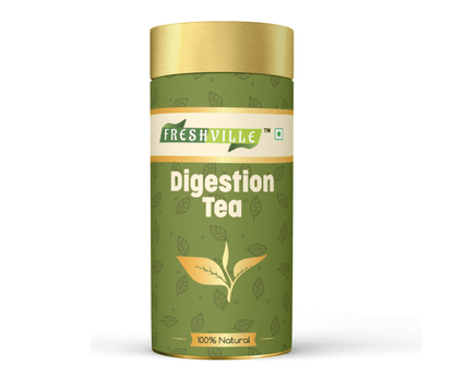 Freshville Digestion Tea | Improves Digestion, Bloating, Gas and Acidity relief with Herbs Ginger, Fennel, Ajwain, Mint, Senna leaves, Rose petals, Bay leaves, Green tea