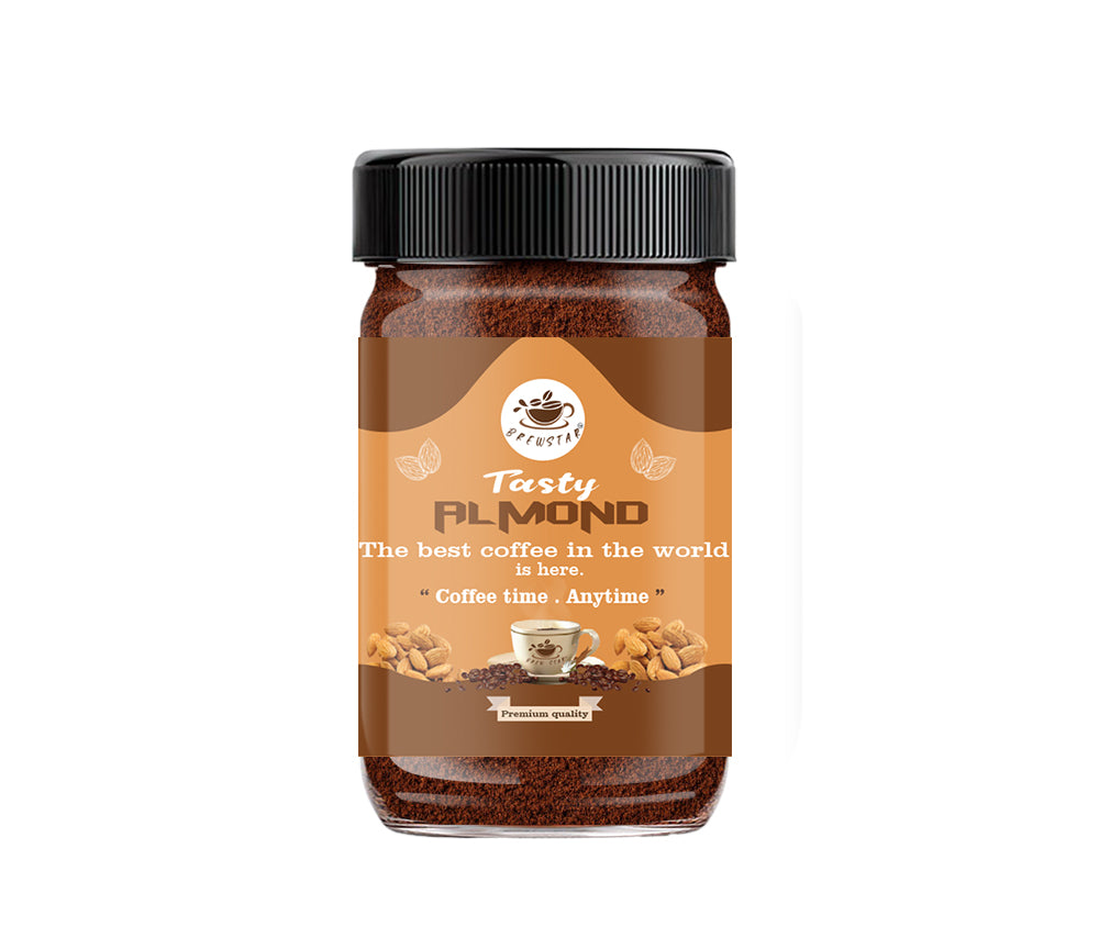 Bewstar Tasty Almond Coffee | Roast & Ground Coffee | Instant Coffee | Premium Coffee | Almond Flavour | Great Aroma | Authentic Taste | Smooth | Different Flavours | Easy to Use
