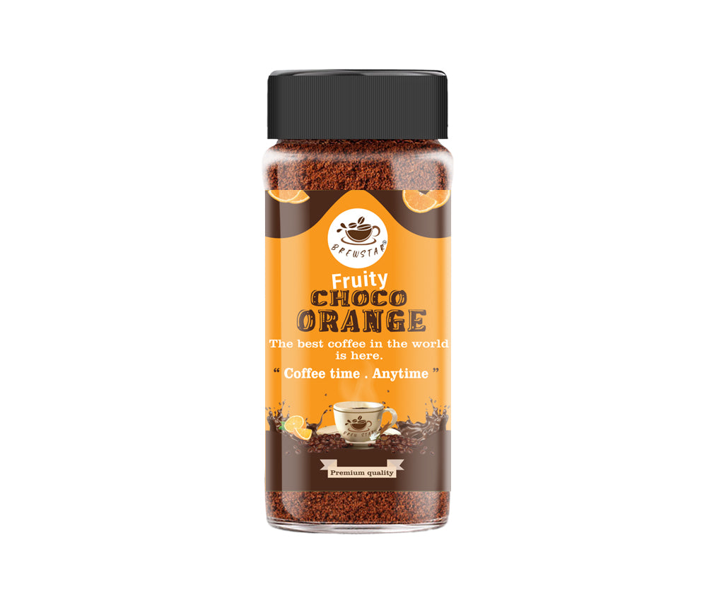 Brewstar Fruity Choco Orange Coffee | Roast & Ground Coffee | Instant Coffee | Premium Coffee | Orange Flavour | Great Aroma | Authentic Taste | Different Flavours | Easy to Use