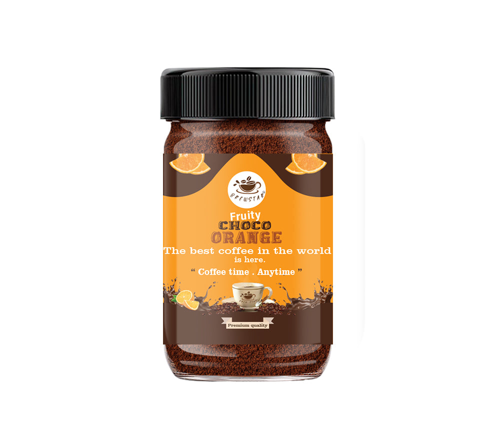 Brewstar Fruity Choco Orange Coffee | Roast & Ground Coffee | Instant Coffee | Premium Coffee | Orange Flavour | Great Aroma | Authentic Taste | Different Flavours | Easy to Use