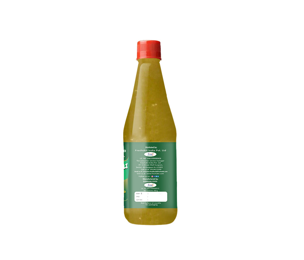 Freshville Green Chilli Sauce | Made with Real Green Chilli | No Artificial Colours | Green Hot Chilli Sauce For All Cuisines | 100% Vegetarian | Dip | Spread |