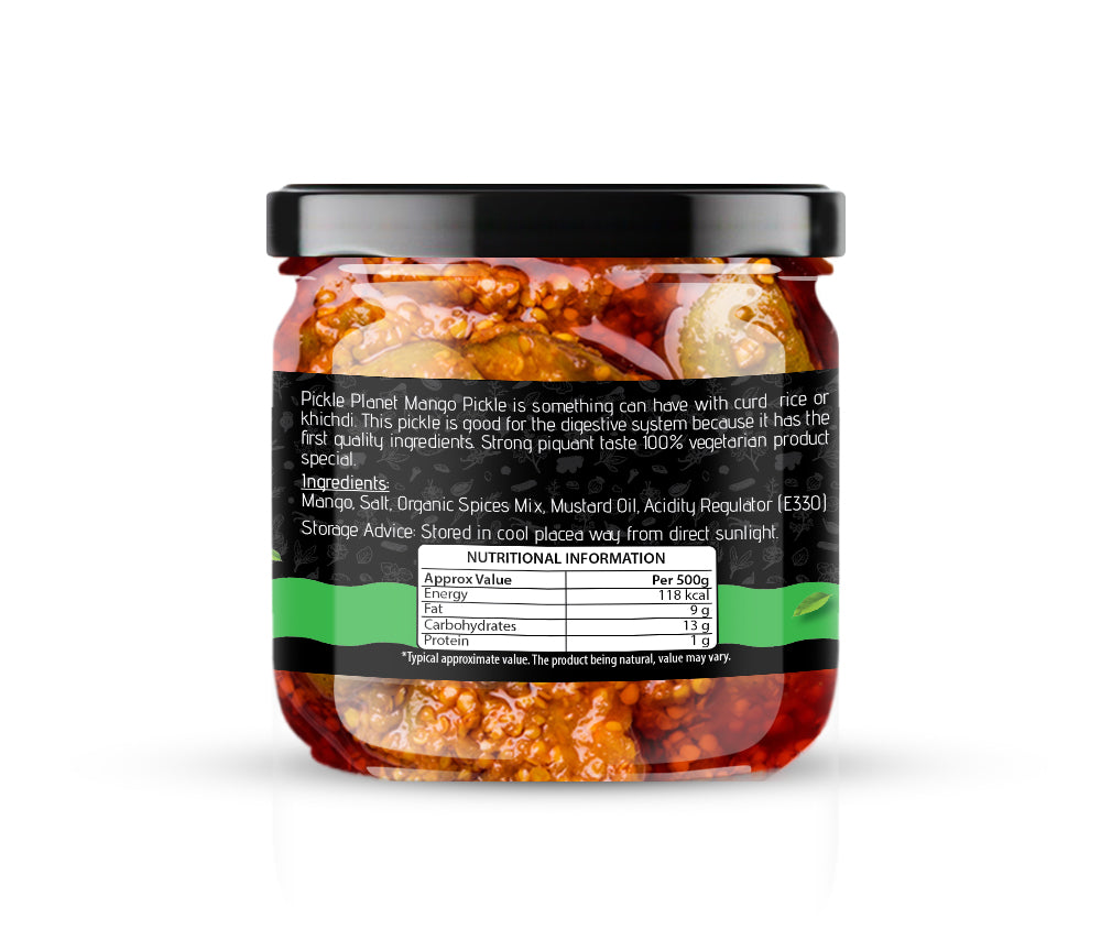 Pickle Planet Mango Pickle | Homemade Pickle | Authentic, Tangy & Delicious Pickle | No Artificial Color and Flavors | Gluten Free | Aam ka achar