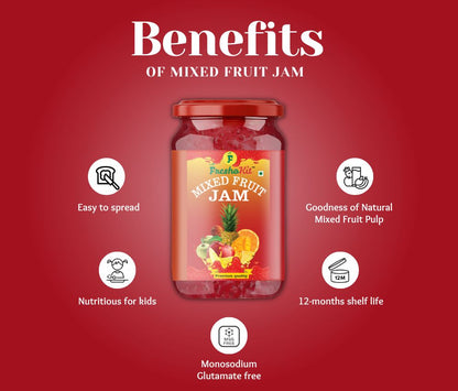 Freshokit Deliciously Homemade Mixed fruit Jam | A Taste of Tropical Bliss | Spreader jam | Low sugar | 70% Mixed Fruit Pulp | Plant Based | Low Carb | Vegan | NON GMO