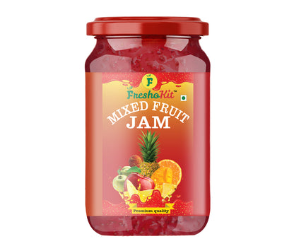 Freshokit Deliciously Homemade Mixed fruit Jam | A Taste of Tropical Bliss | Spreader jam | Low sugar | 70% Mixed Fruit Pulp | Plant Based | Low Carb | Vegan | NON GMO