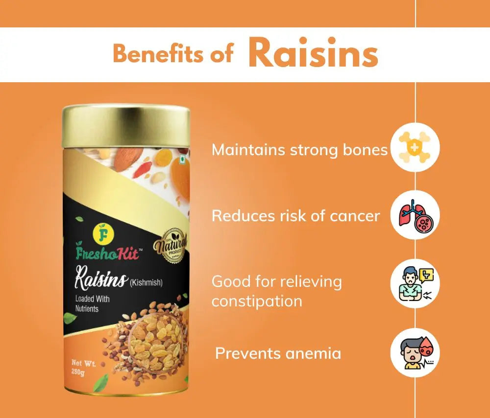 Freshokit Raisins-Kishmish | Premium Raisins | Rich in Iron & Vitamin B | Healthy Sweet & Tasty Raisins | Healthy Snacks