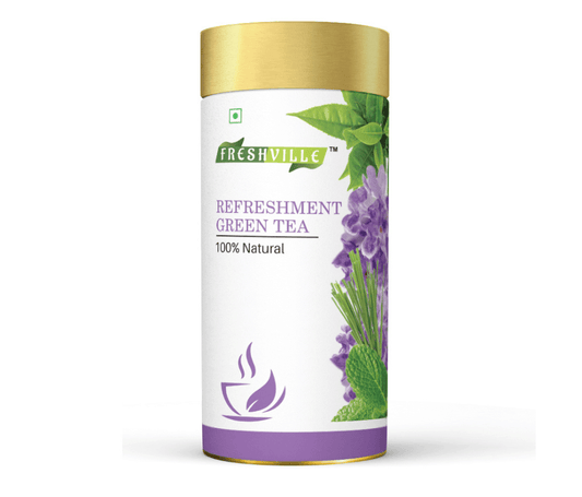 Freshville Refreshment Green Tea|  Antioxidant, Stress Relief & Good Sleep | Peppermint, Lemon, Lemongrass, Green Tea, Lavender