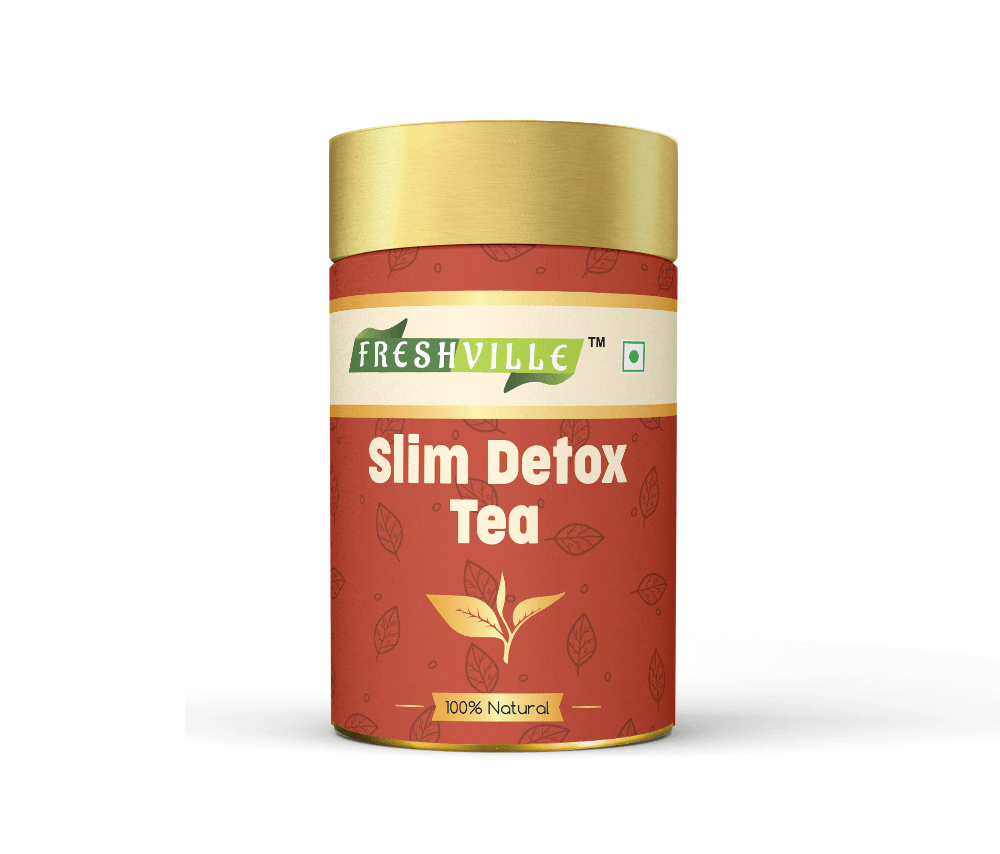 Freshville Slim Detox Tea | Slim Down & Detoxify Body wiith Herbs Cardamom, Fennel, Ginger, Green Tea, Jasmine, Lemongrass, Liquorice, Mint, Tulsi, and Turmeric.